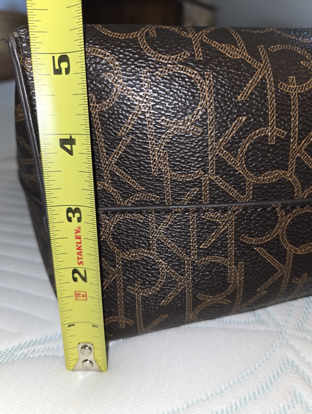 Calvin Klein Brown Monogram Logo Tote with Gold Hardware - Picture 9 of 11